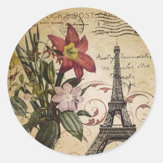 moderne scripts zoals Paris Eiffel Tower Ronde Sticker (Voorkant)