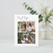 Moderne scriptsmederij en heldere verticale 3-foto feestdagenkaart (Staand voorkant)