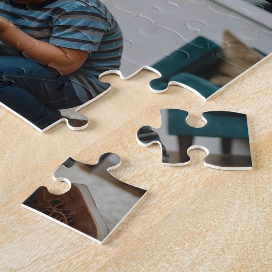 Moderne scripttekst Pet Photo Nieuwjaar Legpuzzel (Zijkant)