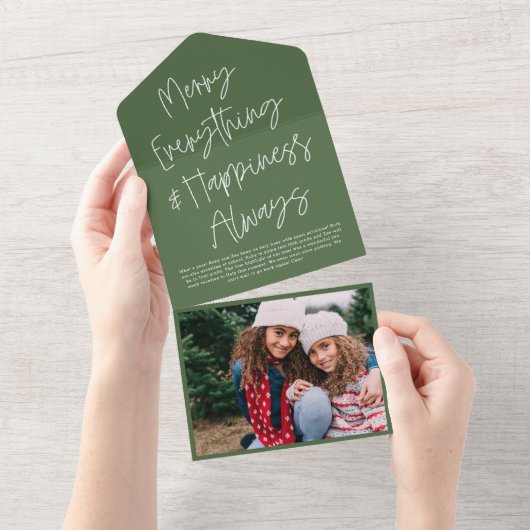 Moderne scripttraan weg foto-feestdag all in one uitnodiging (Afscheurbaar)