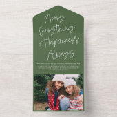 Moderne scripttraan weg foto-feestdag all in one uitnodiging (Binnen)