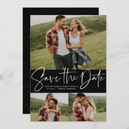Moderne scripttrendy drie foto save the date