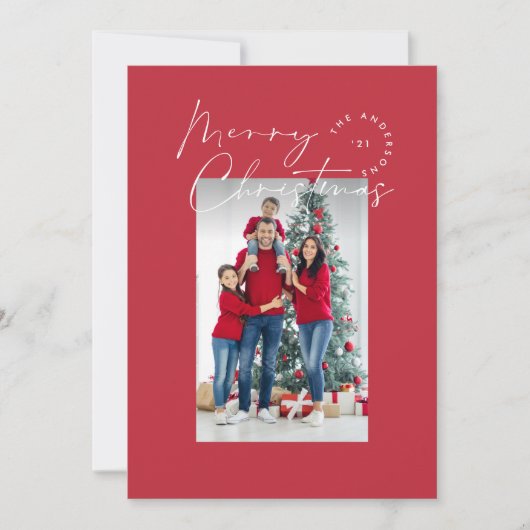 Moderne scripttypografie 1 foto Kerstfeestdag Feestdagenkaart (Voorkant)