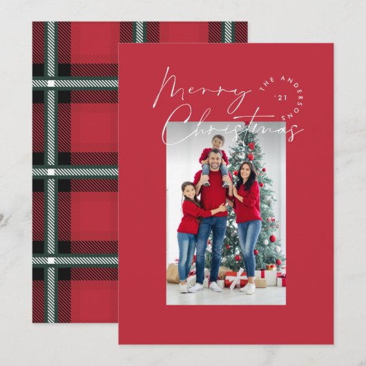 Moderne scripttypografie 1 foto Kerstfeestdag Feestdagenkaart (Voorkant / Achterkant)