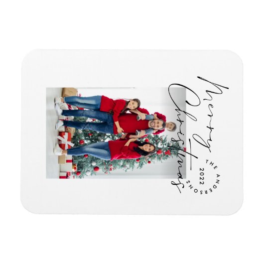 Moderne scripttypografie 1 foto Kerstfeestdag Magneet (Horizontaal)