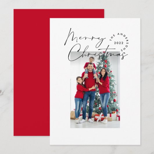 Moderne scripttypografie 1 foto-Kerstmis Feestdagenkaart (Voorkant / Achterkant)