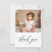 Moderne scripttypografie 1e verjaardagsfoto bedankkaart (Voorkant)