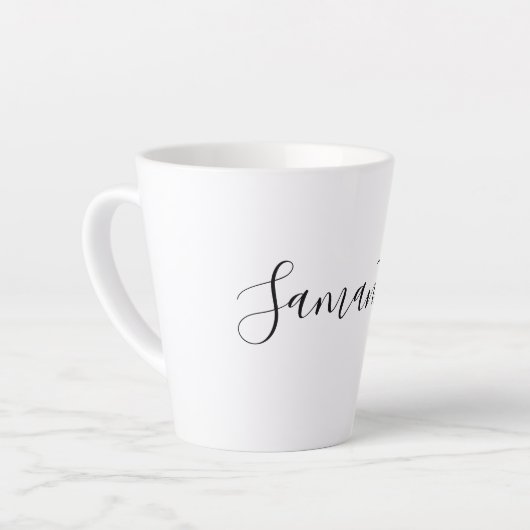 Moderne scripttypografie Aangepaste naam Latte Mok (Linkerhoek)