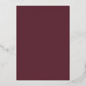 Moderne Scripttypografie Bordeaux Trouwkaart Folie Uitnodiging (Achterkant)