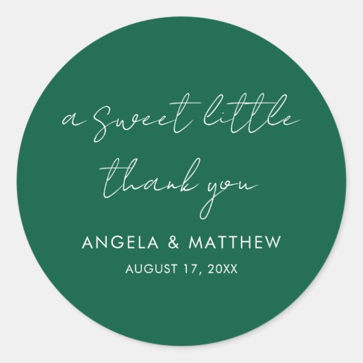 Moderne scripttypografie bruiloft Dank u Ronde Sticker (Voorkant)