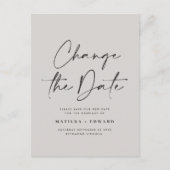 Moderne scripttypografie bruiloft wijzig de datum aankondigingskaart (Voorkant)