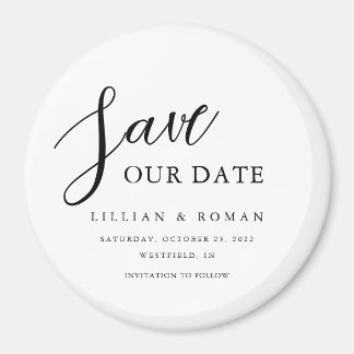 Moderne scripttypografie De datum opslaan Magneet