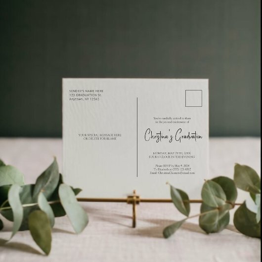 Moderne scripttypografie Foto Afstuderen Briefkaar Briefkaart