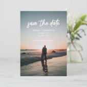 Moderne Scripttypografie Foto Bruiloft Save The Date (Staand voorkant)