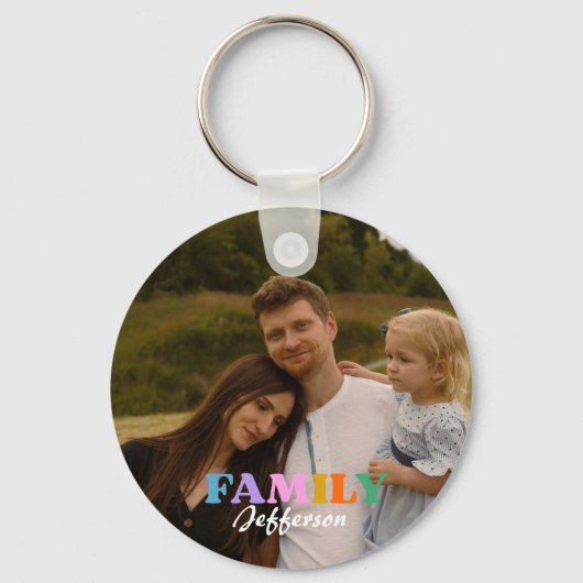 Moderne scripttypografie foto minimalistische fami sleutelhanger (Voorkant)