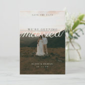 Moderne scripttypografie foto  save the date (Staand voorkant)
