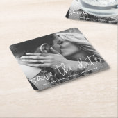 Moderne scripttypografie Foto Save the Date Kartonnen Onderzetters (Schuin)
