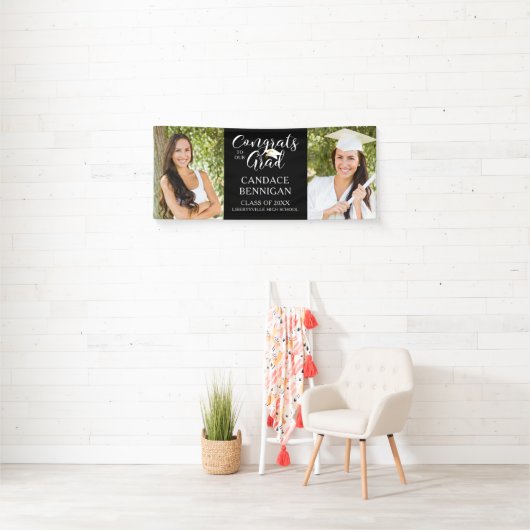 Moderne scripttypografie GEFELICITEERD AFSTUDEREN Spandoek (Insitu)