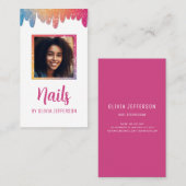 Moderne scripttypografie Glitter Drips Foto Visitekaartje (Voorkant / Achterkant)