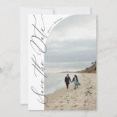 Moderne scripttypografie | QR Code Half Arch Foto Save The Date (Voorkant)