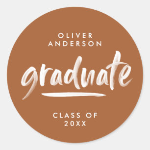 Moderne scripttypografie terracotta afstuderen ronde sticker