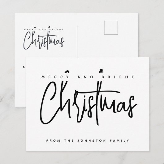 Moderne scripttypografie Verry Kerstmis Briefkaart (Voorkant / Achterkant)