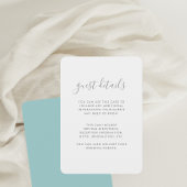 Moderne Scriptuur Trouw Gastdetailskaart in Blauw Informatiekaartje