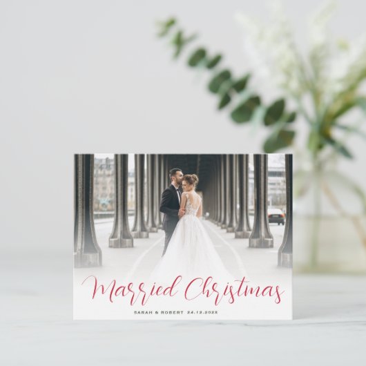 moderne scriptvakantieaankondiging briefkaart (Staand voorkant)