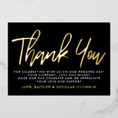Moderne scriptweddenschap Echt bedankt Folie Uitnodiging (Voorkant)