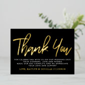 Moderne scriptweddenschap Echt bedankt Folie Uitnodiging (Staand Voorkant)