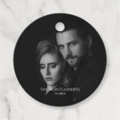 Moderne Scripty zwart-wit foto Bedankjes Labels (Voorkant)