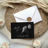 Moderne Scripty zwart-wit foto Bedankkaart