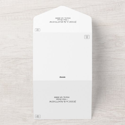 Moderne Scripty Zwart-wit foto QR-code All In One Uitnodiging (Buitenkant)