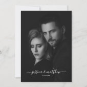 Moderne Scripty Zwart-wit foto QR-code Kaart (Voorkant)