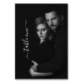 Moderne Scripty Zwart-wit foto QR-code Kaart (Voorkant)