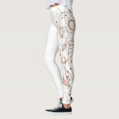 Moderne Scroll Hearts Tan Roze toevoegen Naam Vale Leggings (Links)