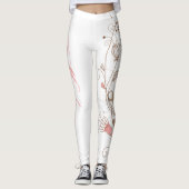 Moderne Scroll Hearts Tan Roze toevoegen Naam Vale Leggings (Voorkant)