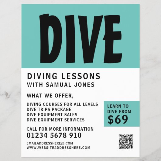 Moderne, scuba duikles Adverteren Flyer (Voorkant)