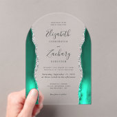Moderne Seafoam Green Silver Agate Wedding Arch Acryl Uitnodigingen (Insitu (Draagbaar))