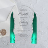 Moderne Seafoam Green Silver Agate Wedding Arch Acryl Uitnodigingen