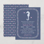 Moderne Seahorse Ocean Baby Shower Invitaties Kaart (Voorkant / Achterkant)
