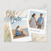 Moderne Seaside Waterverf Beach Foto bruiloft Aankondigingskaart (Voorkant)