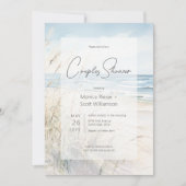 Moderne Seaside Waterverf Strandparen Douche Kaart (Voorkant)