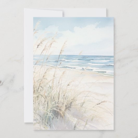 Moderne Seaside Waterverf Strandparen Douche Kaart (Achterkant)