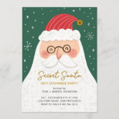 Moderne Secret Santa cadeau-uitwisseling Rood & Gr Kaart (Voorkant)