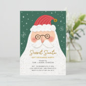 Moderne Secret Santa Geschenk Uitwisseling Rood &  Kaart (Staand voorkant)