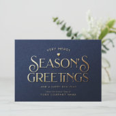 Moderne seizoenen Groeten Minimalistische blauwe z Feestdagenkaart (Staand voorkant)