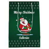 Moderne Seizoensgebonden Kerstman Vrolijk Kerstfee Medium Cadeauzakje (Achterkant)