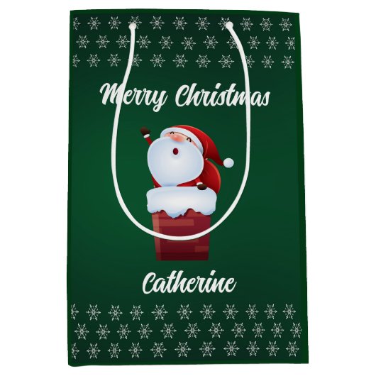 Moderne Seizoensgebonden Kerstman Vrolijk Kerstfee Medium Cadeauzakje (Voorkant)