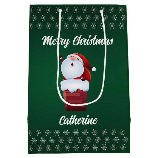Moderne Seizoensgebonden Kerstman Vrolijk Kerstfee Medium Cadeauzakje (Achterkant)